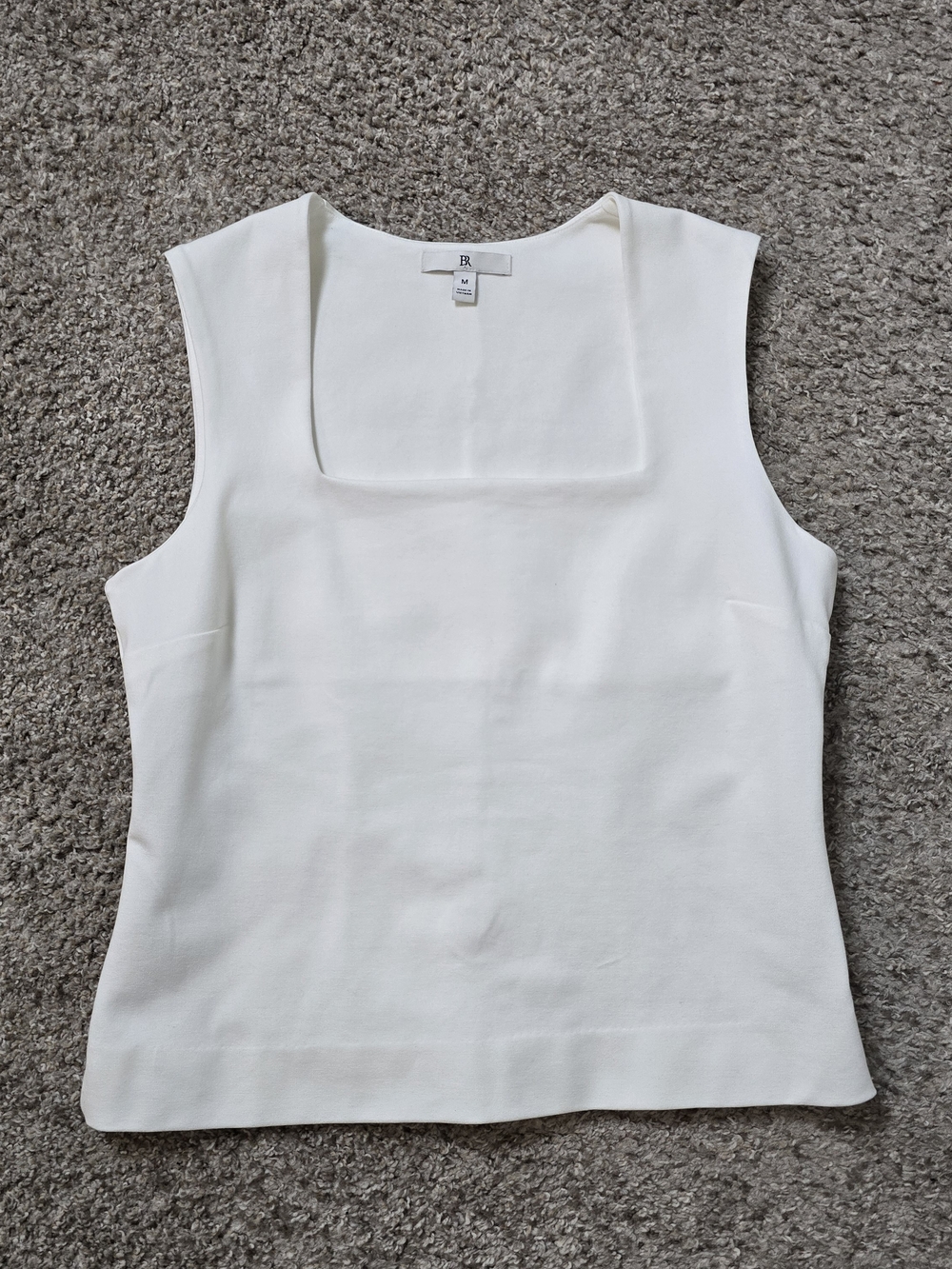 Banana Republic White Solid Square Neck Tank Top Sleeveless Pullover Women’s M
